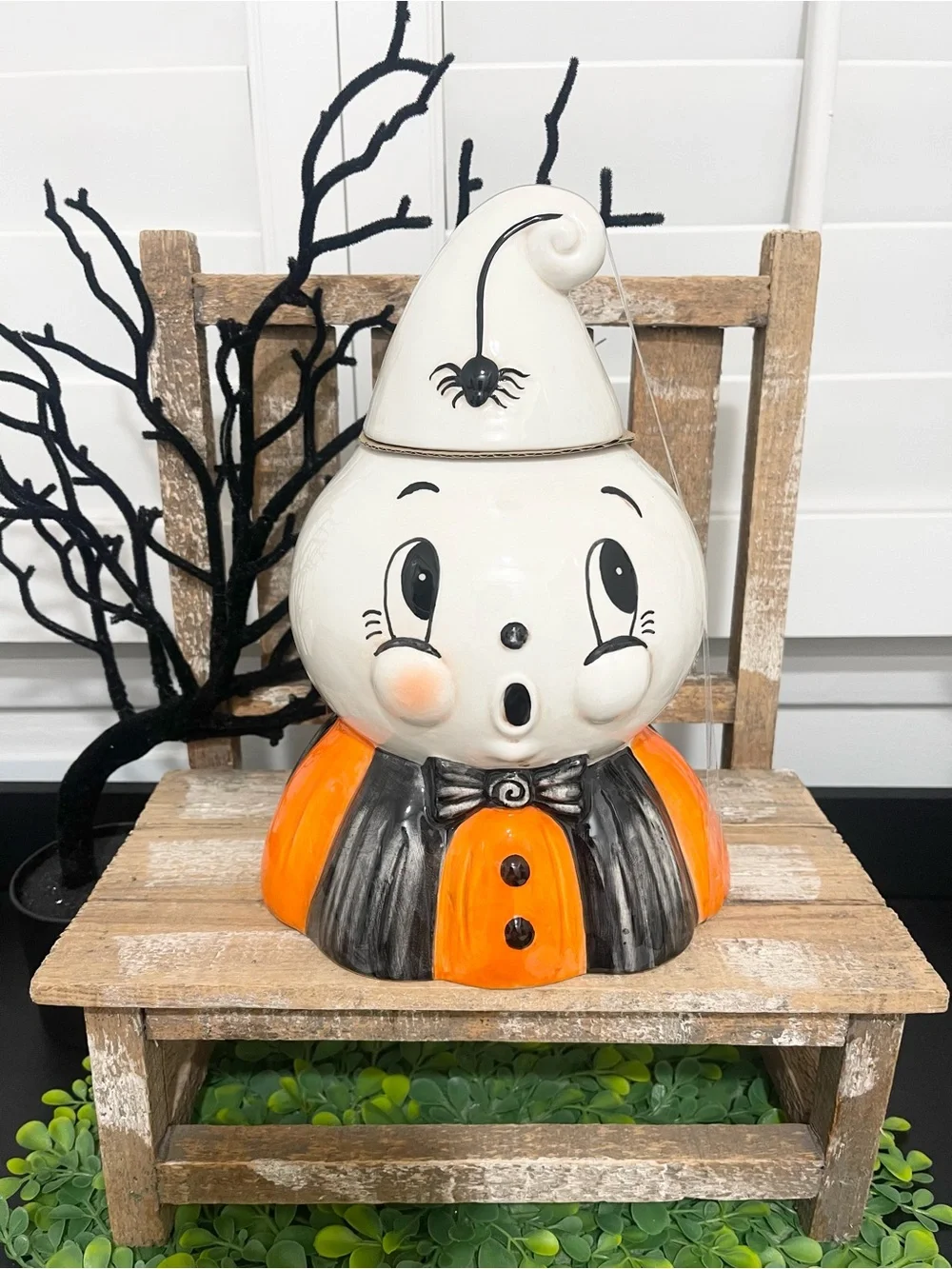 New Johanna Parker Ghost Cookie Jar - Orange & Black